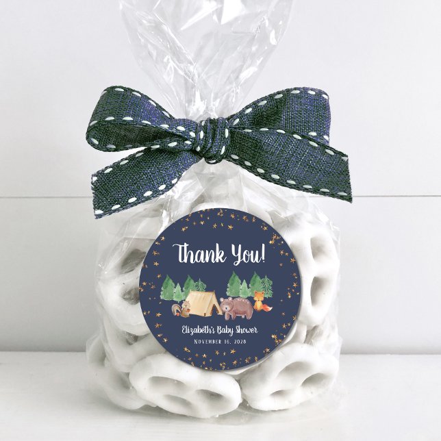 Baby Shower Woodland Animals Thank You Classic Round Sticker (Creator Uploaded)