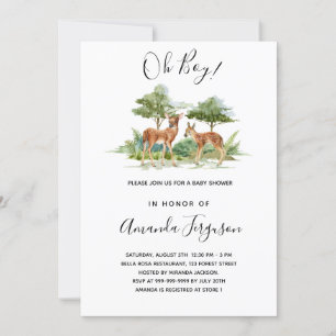 Baby shower woodland forest animal deer invitation