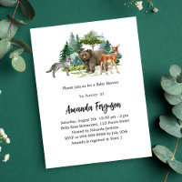 Baby shower woodland forest animals bear wolf deer