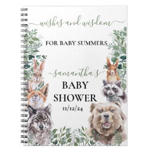 Baby Shower Woodland Forest Animals Wishes Wisdom  Notebook