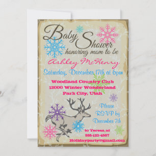 Baby Shower Woodland Reindeer Invitations