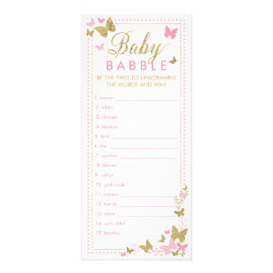 Baby Shower Word Scramble Game, Butterflies Rack Card