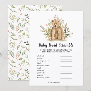 Baby Shower Word Scramble Game Card