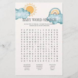 Baby Shower Word Search Game Card
