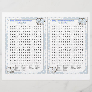 Baby Shower word search Spanish Flyer