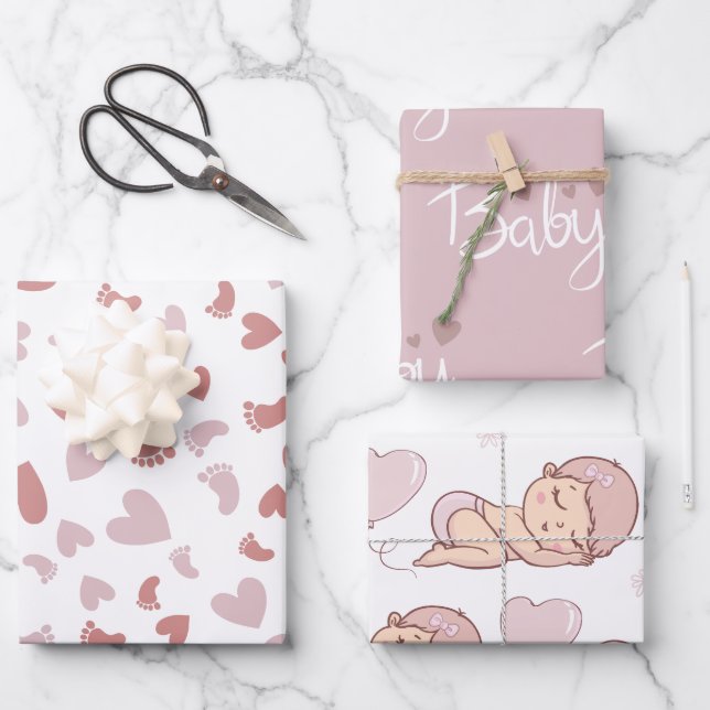 Baby Shower Wrapping Paper Sheet (Front)
