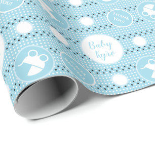 Baby Shower Wrapping Paper with Stroller for Boy