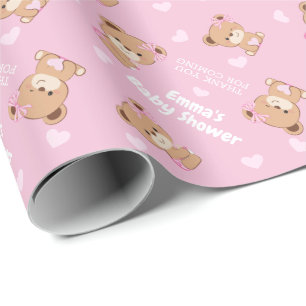 Baby Shower Wrapping Paper with Stroller for Girl