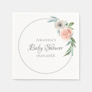 Baby Shower wreath dusty pink florals Napkin