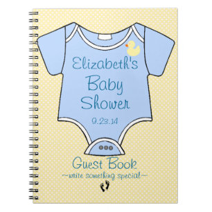Baby Shower Yellow and Blue Boys Guestbook   Notebook