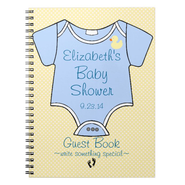 Baby Shower Yellow and Blue Boys Guestbook | Notebook (Front)