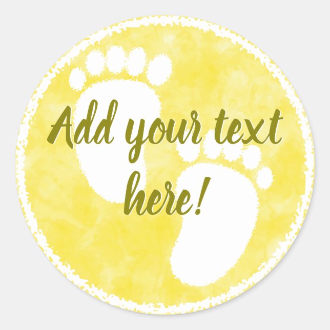 Baby Shower Yellow Watercolor Custom Classic Round Sticker (Front)