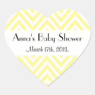 Baby Shower - Zigzag Pattern, Chevron - Yellow Heart Sticker