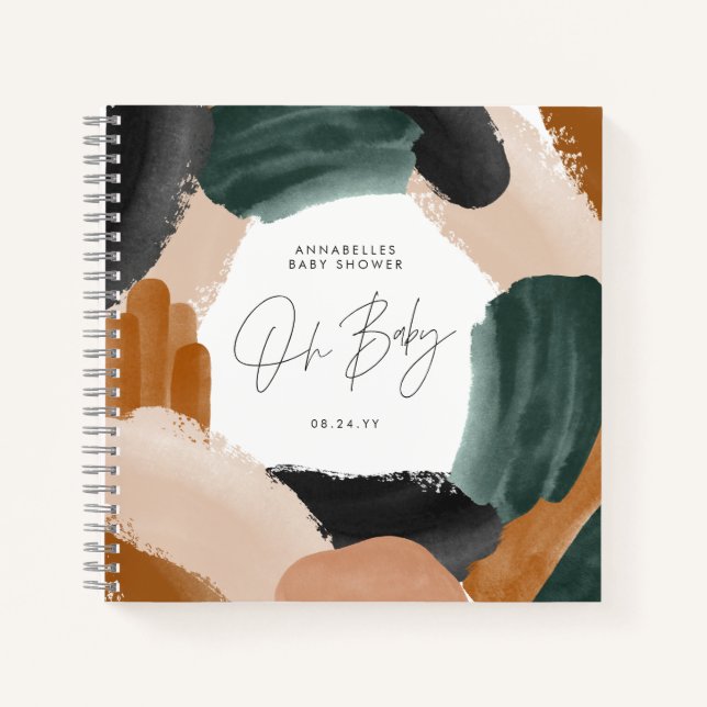 Baby showerOh baby terracotta abstract painted Notebook (Front)