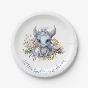 Baby Silver Dragon Baby Shower  Paper Plate