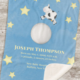 Baby Simple Blue Whimsical Nursery Rhyme Stars Sherpa Blanket