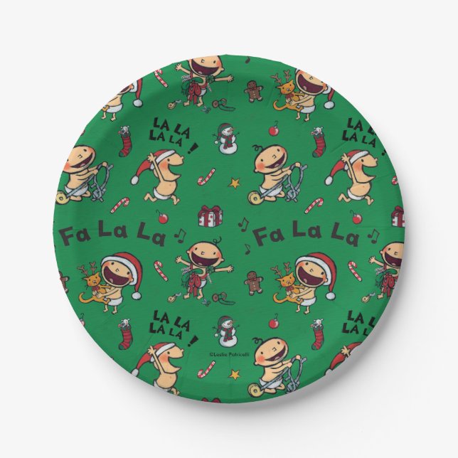 Baby Singing Carols Pattern Paper Plate (Front)