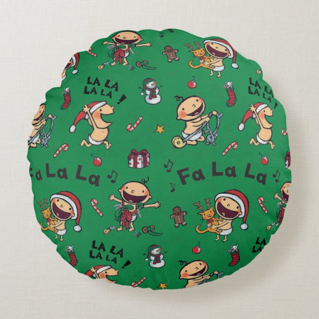 Baby Singing Carols Pattern Round Cushion (Front)