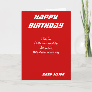 Baby sister birthday cards