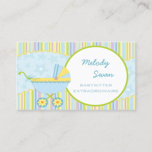 Baby Sitter Business Card Blue Carriage