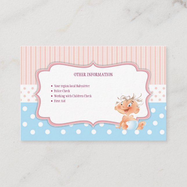 Baby sitters, Business card  (Back)