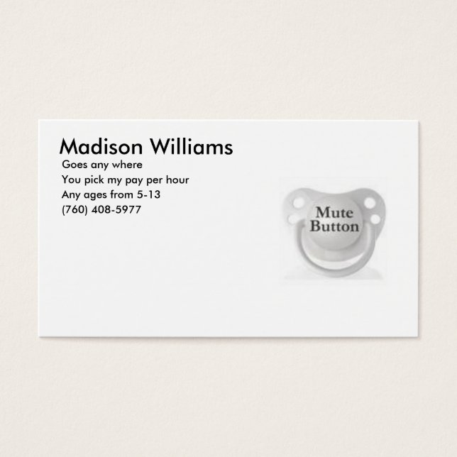 Baby sitting cards (Front)
