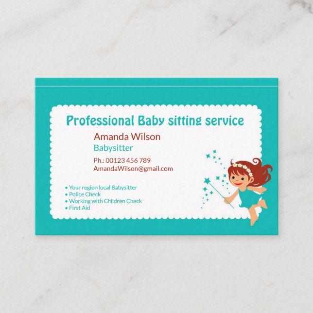 Baby sitting service business card (Front)