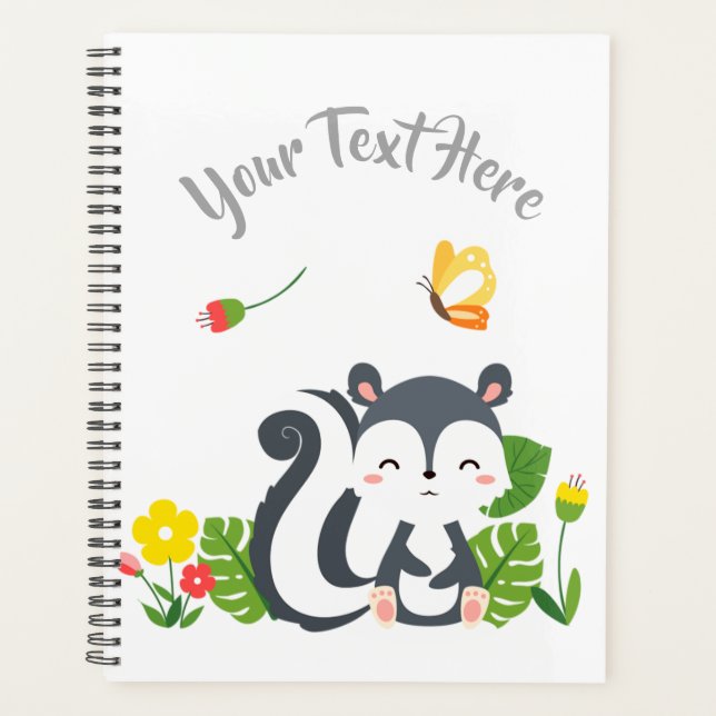 Baby Skunk, Butterfly & Flowers Planner (Front)