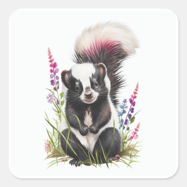 Baby Skunk Square Sticker (Front)
