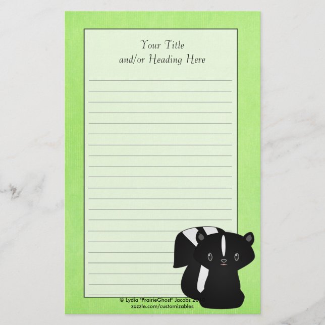 Baby Skunk Stationery (Front)
