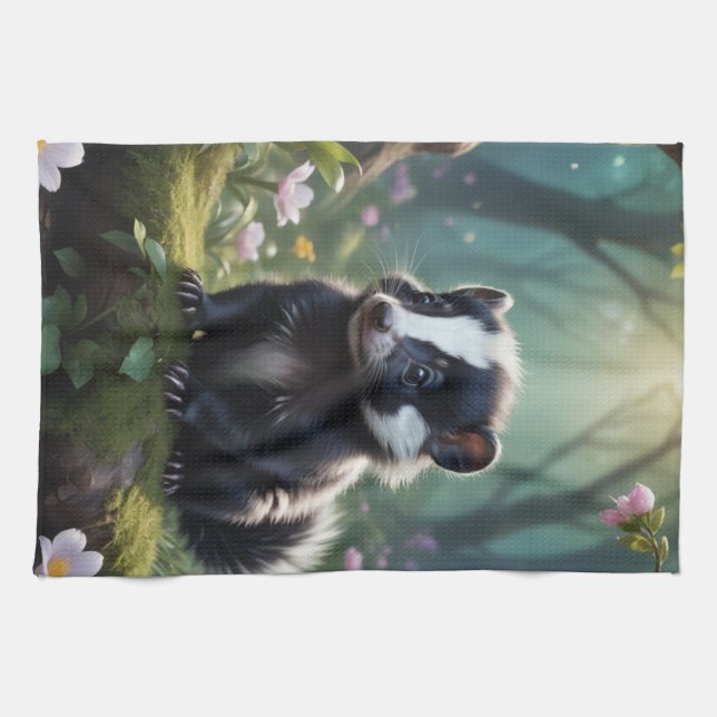 Baby Skunk  Tea Towel (Horizontal)