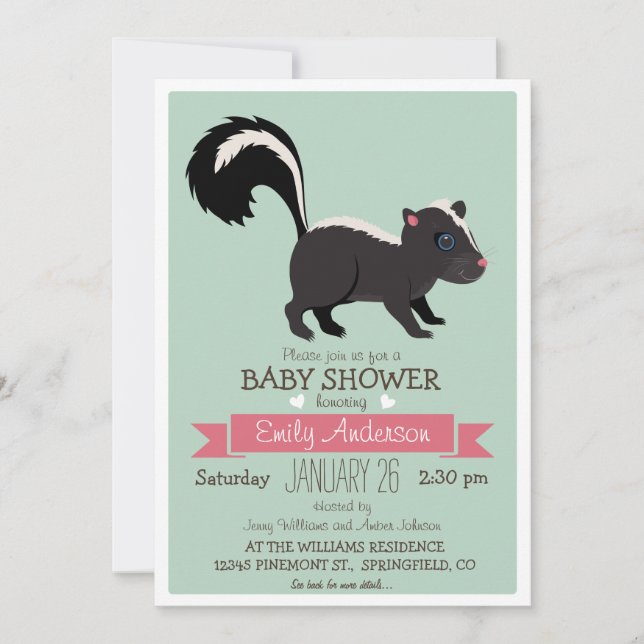 Baby Skunk, Woodland Baby Shower or Sprinkle Invitation (Front)