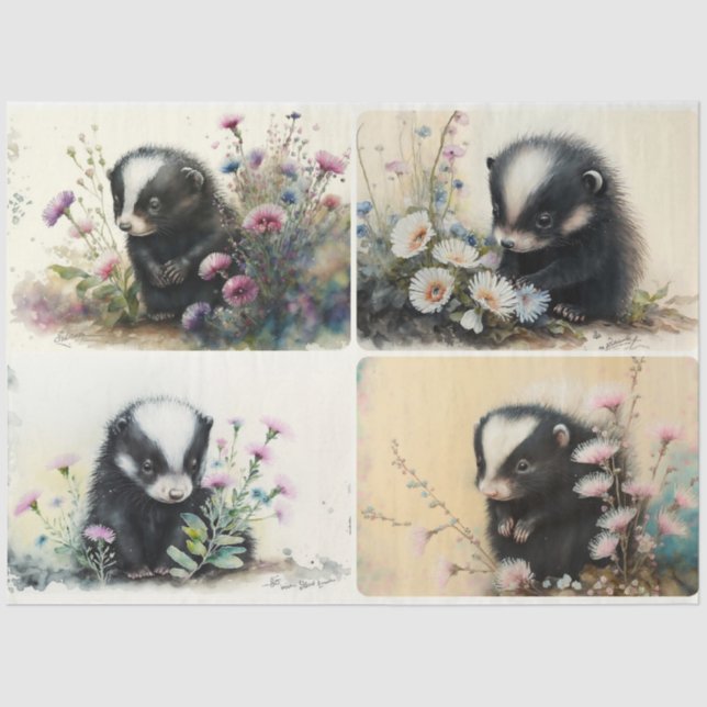 Baby Skunks  Tissue Paper (Front)