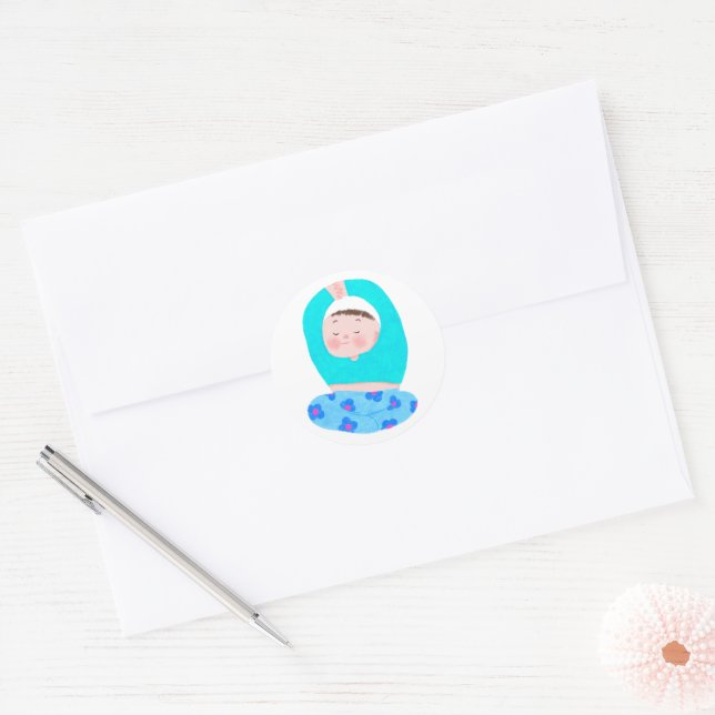 baby sleeping  classic round sticker (Envelope)