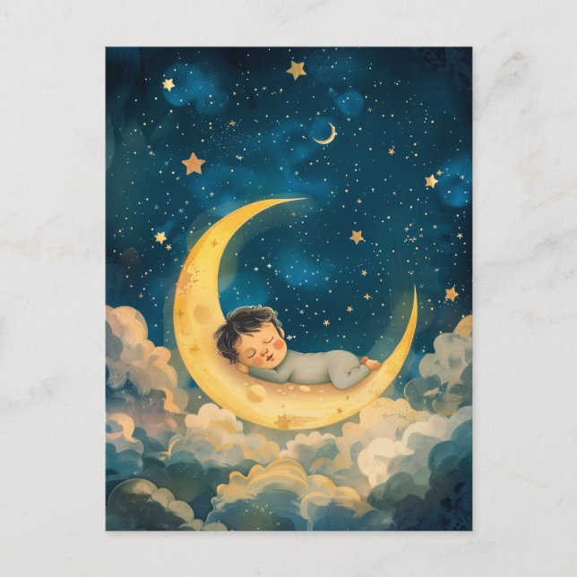 Baby Sleeping on the Moon Postcard (Front)