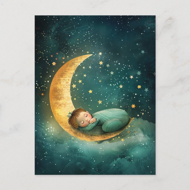 Baby Sleeping on the Moon Postcard (Front)