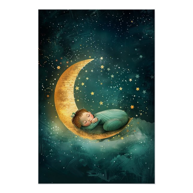 Baby Sleeping on the Moon Poster (Front)