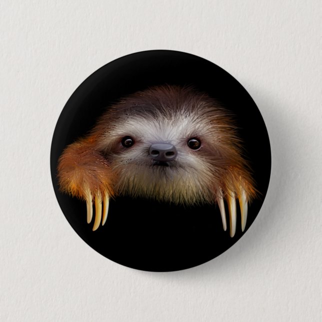 Baby Sloth 6 Cm Round Badge (Front)