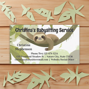  Baby Sloth Babysitter Daycare Childcare Business Card