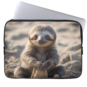 Baby Sloth Building Sand Castles, Laptop Sleeve