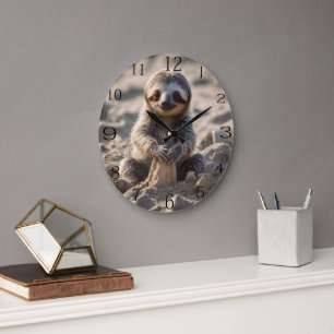 Baby Sloth Building Sand Castles, Large Clock