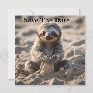 Baby Sloth Building Sand Castles, Save The Date