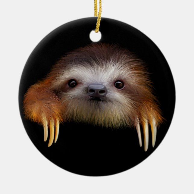 Baby Sloth Ceramic Tree Decoration (Front)