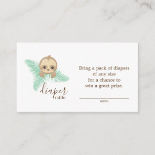 Baby Sloth Gender Neutral Diaper Raffle Ticket Enclosure Card