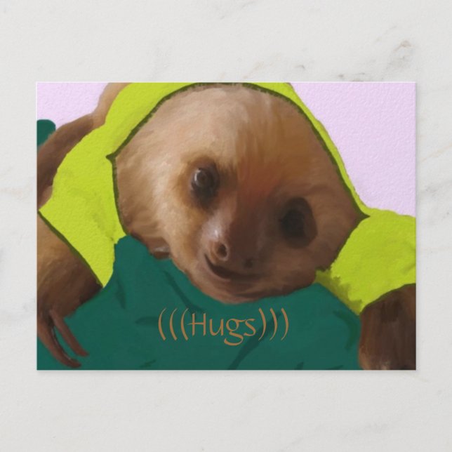 Baby Sloth in Pyjamas Postcard (Front)