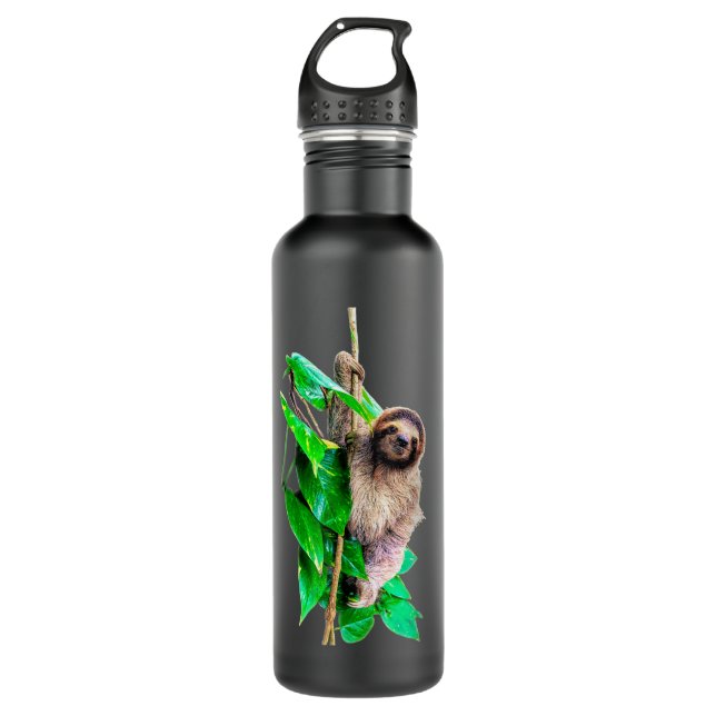 Baby sloth jungle rainforest Pura Vida Costa Rica 710 Ml Water Bottle (Front)