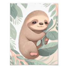 Baby Sloth Nursery Print Poster Wall Art