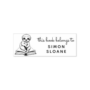 Baby Sloth Reader This Book Belongs To  Self-inking Stamp
