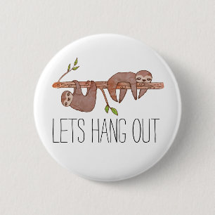Baby Sloths hanging on Tree Pattern 6 Cm Round Badge
