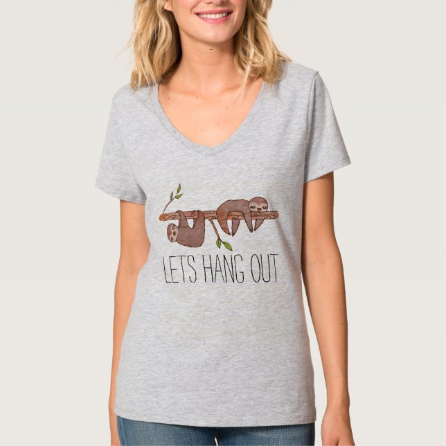 Baby Sloths hanging on Tree Pattern T-Shirt (Front)